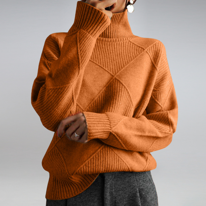 Weicher Damen Kuschelpullover mit Rollkragen, eleganter Strick für komfortable Herbst-Winter-Mode.