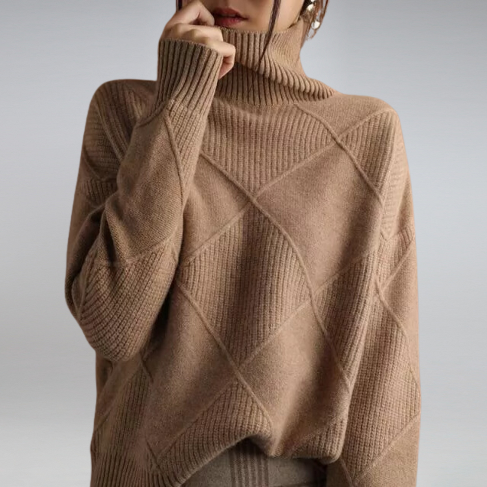 Kuscheliger Damen Strickpullover mit Rollkragen, warme Qualität, perfekt für kalte Tage und Frauenmode.