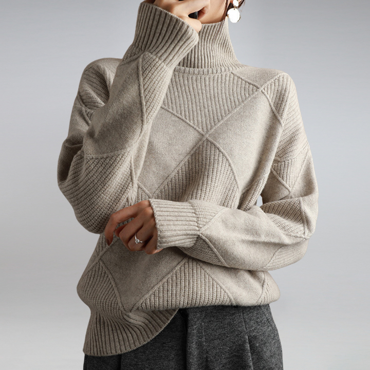 Komfortabler & warmer Damen Kuschelpullover mit Rollkragen, perfekt für gemütliche Wintertage & Frauen.