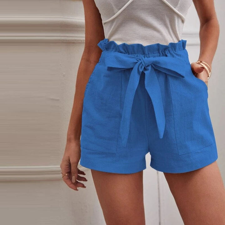 Damen-Shorts mit hoher Taille, einfarbig und elegant, ideal für den Sommer-Alltag.