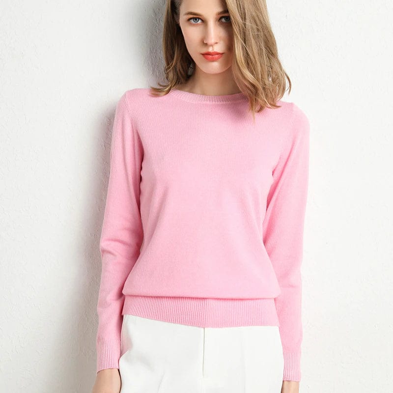 Vielseitiger Basic Damen Pullover Alexandra, Langarm & Rundhals, ganzjährig kombinierbar.