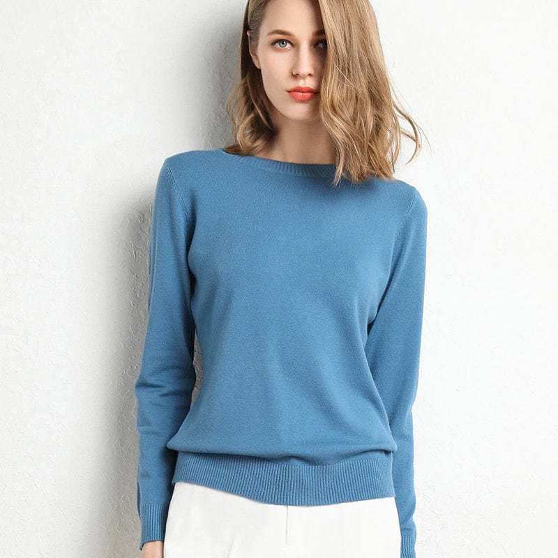 Eleganter Basic Damen Langarm-Pullover Alexandra, Rundhals, zeitloser Stil.