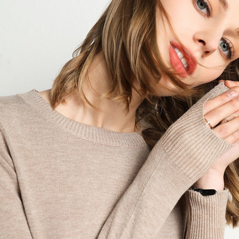 Basic Damen Strickpullover Alexandra mit Rundhals, ganzjährig tragbar & komfortabel.