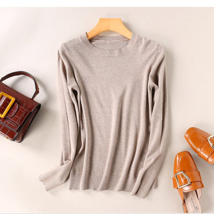 Damen Pullover Alexandra, schlichter Langarm-Rundhals-Strick, perfekt für jeden Anlass.