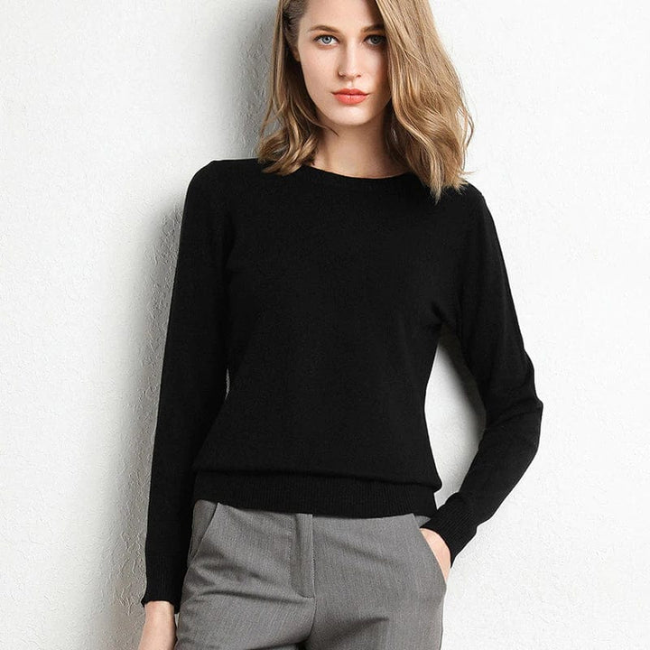 Komfortabler Damen Langarm-Pullover Alexandra, Rundhals-Design für Eleganz & Wärme.