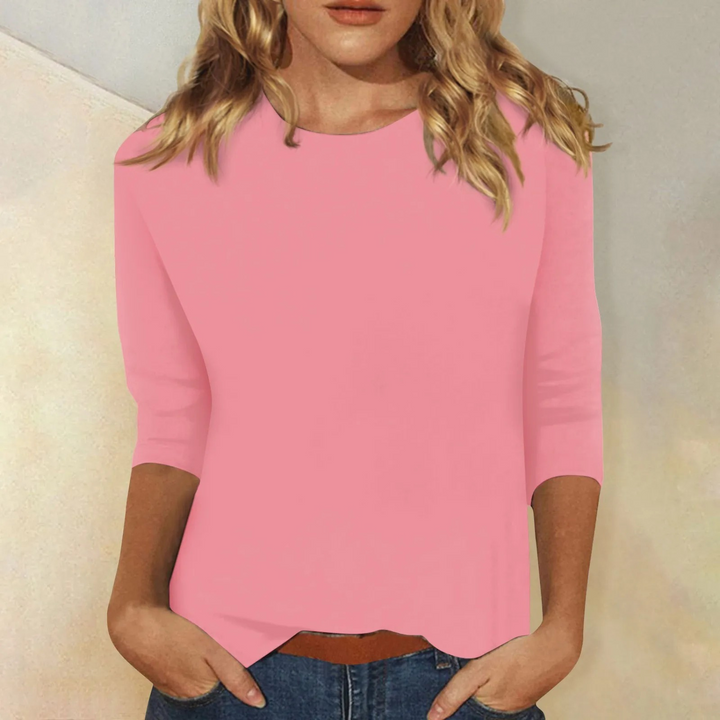 Damen Langarmshirt Ava in Schwarz. Elegantes Basic Rundhals Oberteil für vielseitige Alltagslooks im Frühling und Herbst.
