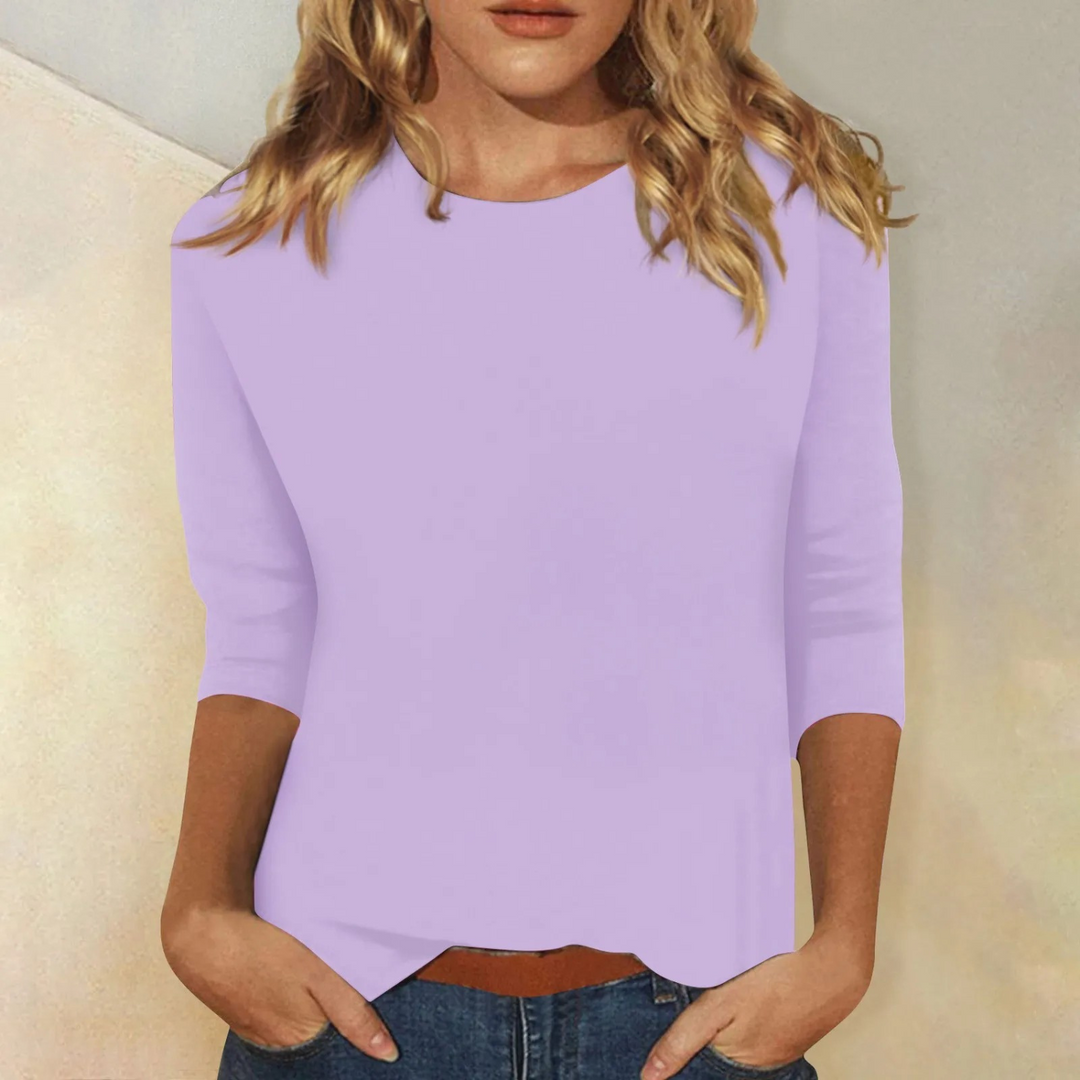 Vielseitiges Damen Langarmshirt Ava mit Rundhals. Perfektes Basic Oberteil für jeden Tag, ideal für Frühling und Herbst.