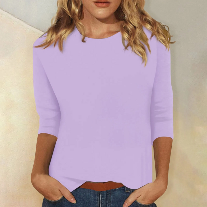Vielseitiges Damen Langarmshirt Ava mit Rundhals. Perfektes Basic Oberteil für jeden Tag, ideal für Frühling und Herbst.