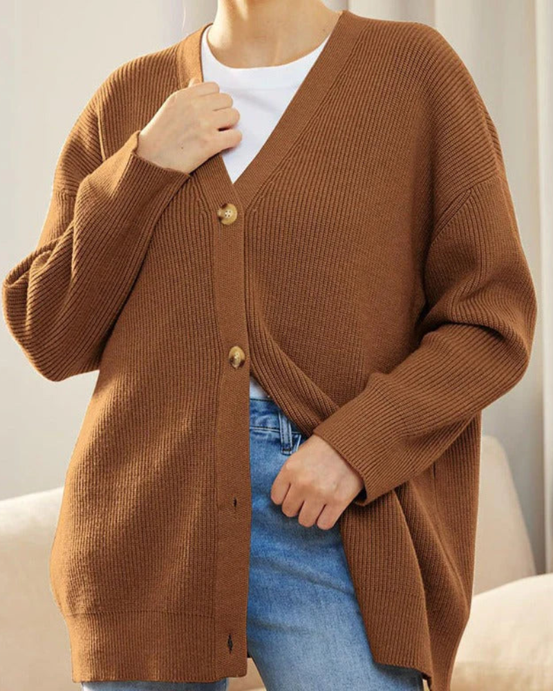 Vielseitiger Damen Lang-Cardigan mit offenem Schnitt von Stella, perfekt für einen lässigen oder schicken Look.