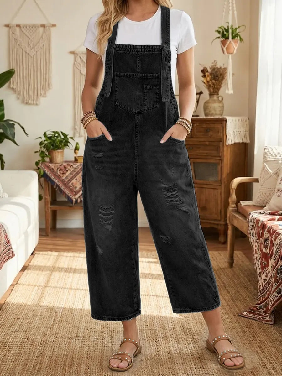 Bequemer Damen Overall in Latzhosen-Optik im Vintage-Stil, perfekt für einen entspannten Freizeitlook.