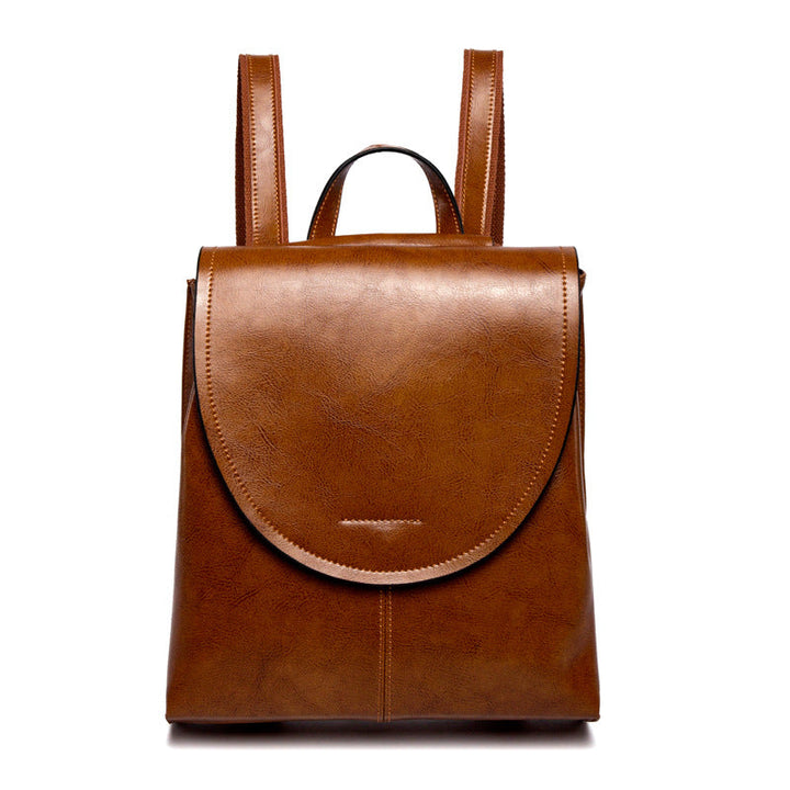 Stilvoller Damen Lederrucksack in Schwarzgrün, ideal für Arbeit & Uni.