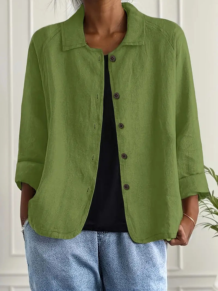 Eleganter Damen Leichter Hemd-Cardigan, klassisch geschnitten, ideal für stilvolle Frühlings-Mode.