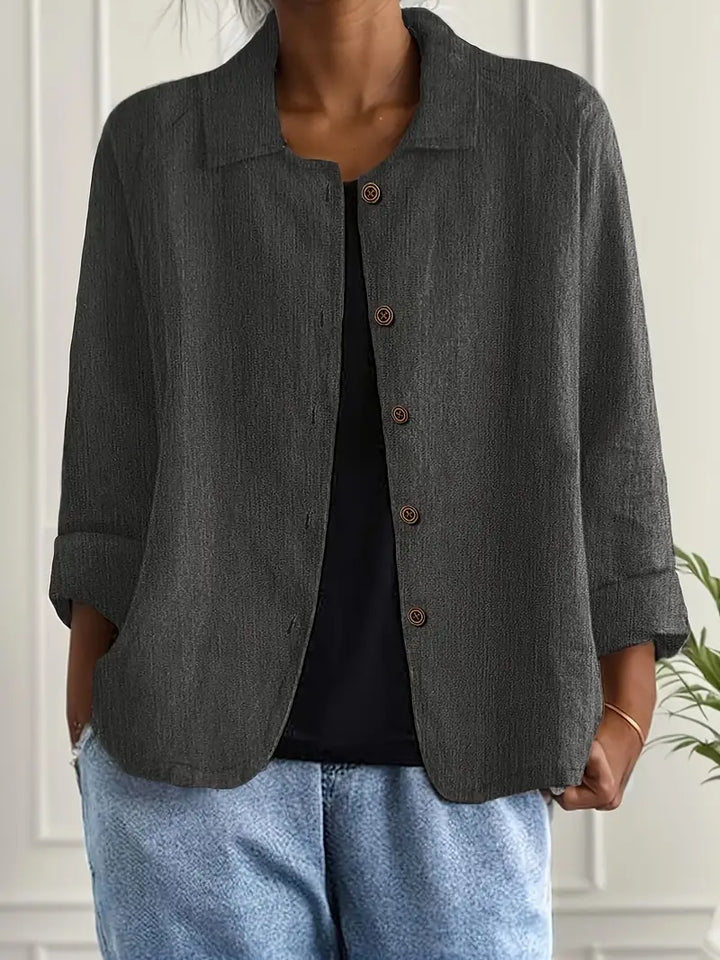 Praktischer Damen Hemd-Cardigan, lockere Passform, elegant und vielseitig für Alltag und Reisen.