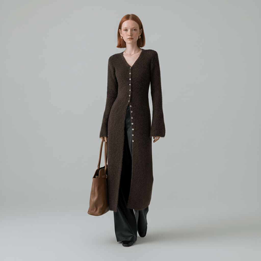 Damen Longline Jacke in Marineblau mit Knopfleiste. Vielseitige Oberbekleidung für modische Outfits.