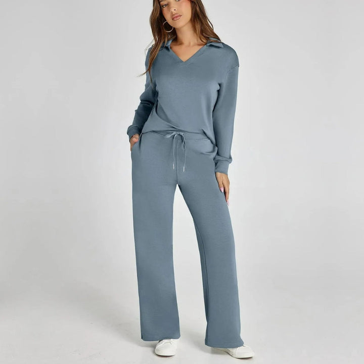 Damen Loungewear-Set Gabriella mit weitem Bein, bequem und stilvoll für Zuhause und Freizeit.