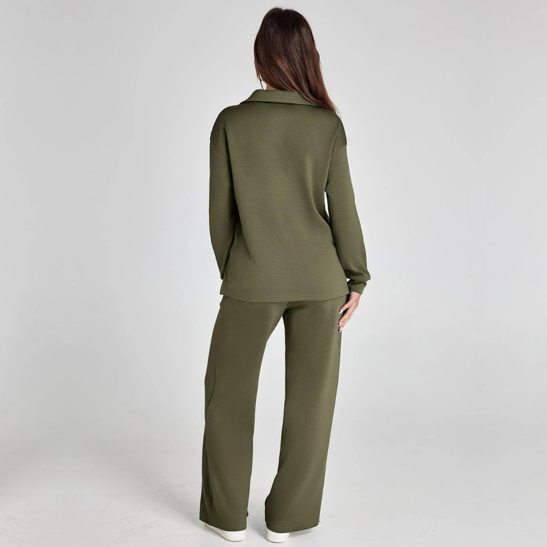 Damen Loungewear-Set Gabriella mit weitem Bein, komfortabel und elegant für entspannte Tage.