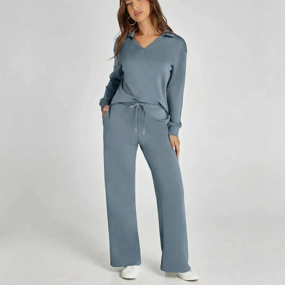 Bequemes Damen Loungewear-Set mit weitem Bein, ideal für Entspannung und Freizeit zu Hause.