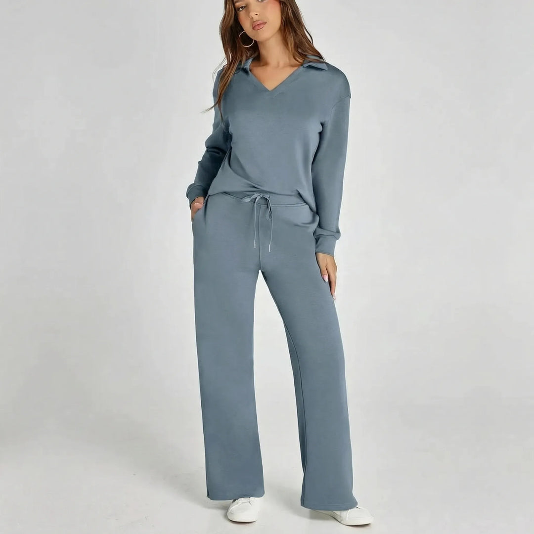 Bequemes Damen Loungewear-Set mit weitem Bein, ideal für Entspannung und Freizeit zu Hause.