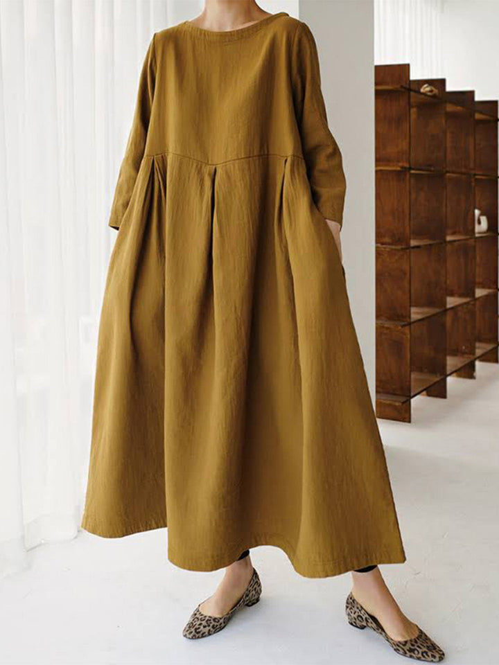 Vielseitiges Damen Maxikleid, locker geschnitten, mit Taschen, ideal für Freizeit, Sommer & Eleganz.