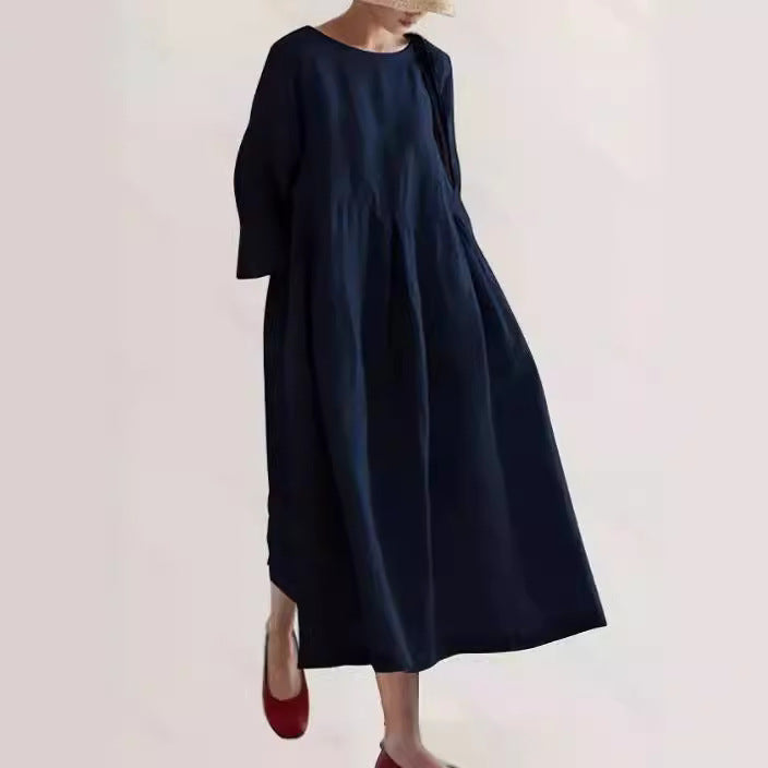 Modisches Damen Freizeit-Maxikleid, locker fallend, mit seitlichen Taschen – bequem & praktisch.