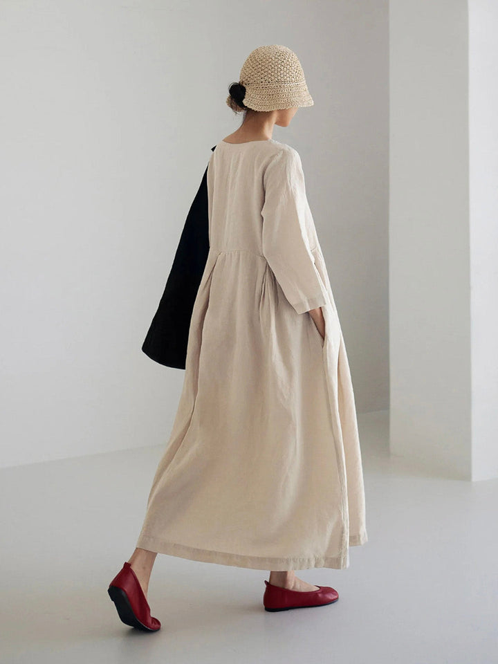Fließendes, vielseitiges Damen Maxikleid, locker geschnitten, ideal als Sommer- & Freizeitkleid.