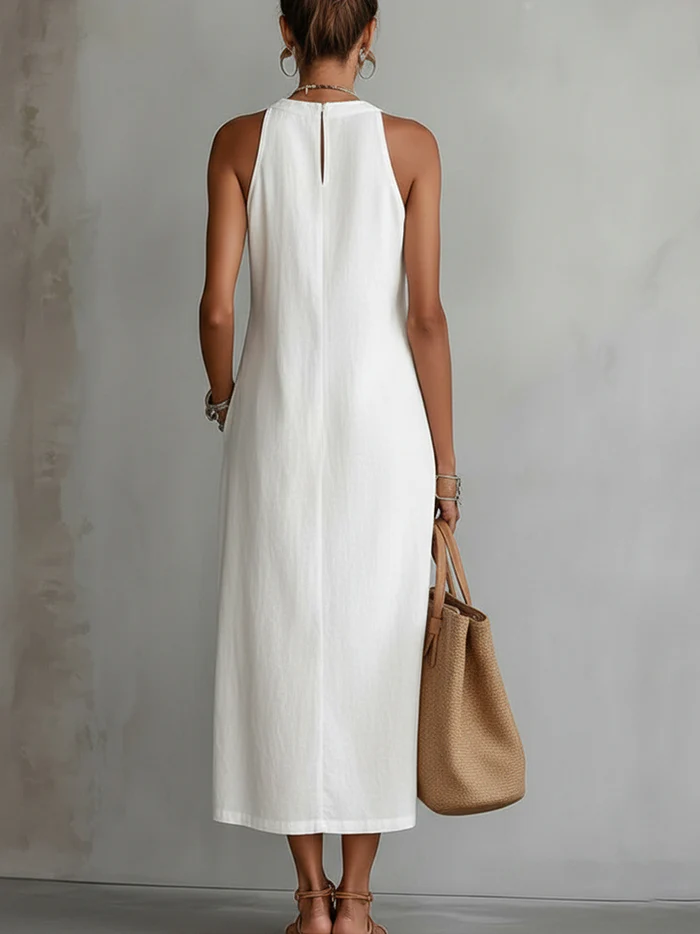 Vielseitiges Damen-Midikleid Jimena mit Mao-Kragen, ideal für Alltag, Freizeit und besondere Momente.