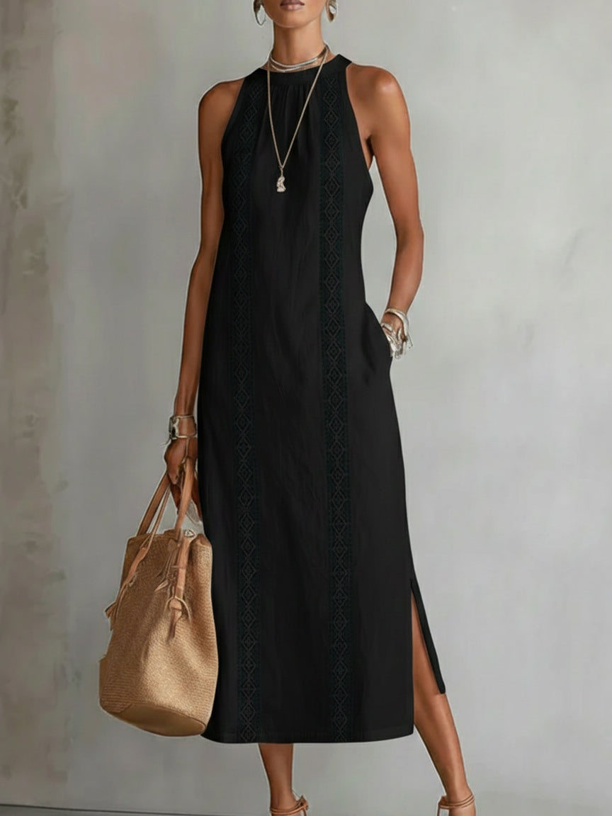 Chices Damen-Midikleid Jimena mit stylischem Mao-Kragen, perfekt für Büro, Dinner oder Freizeit.