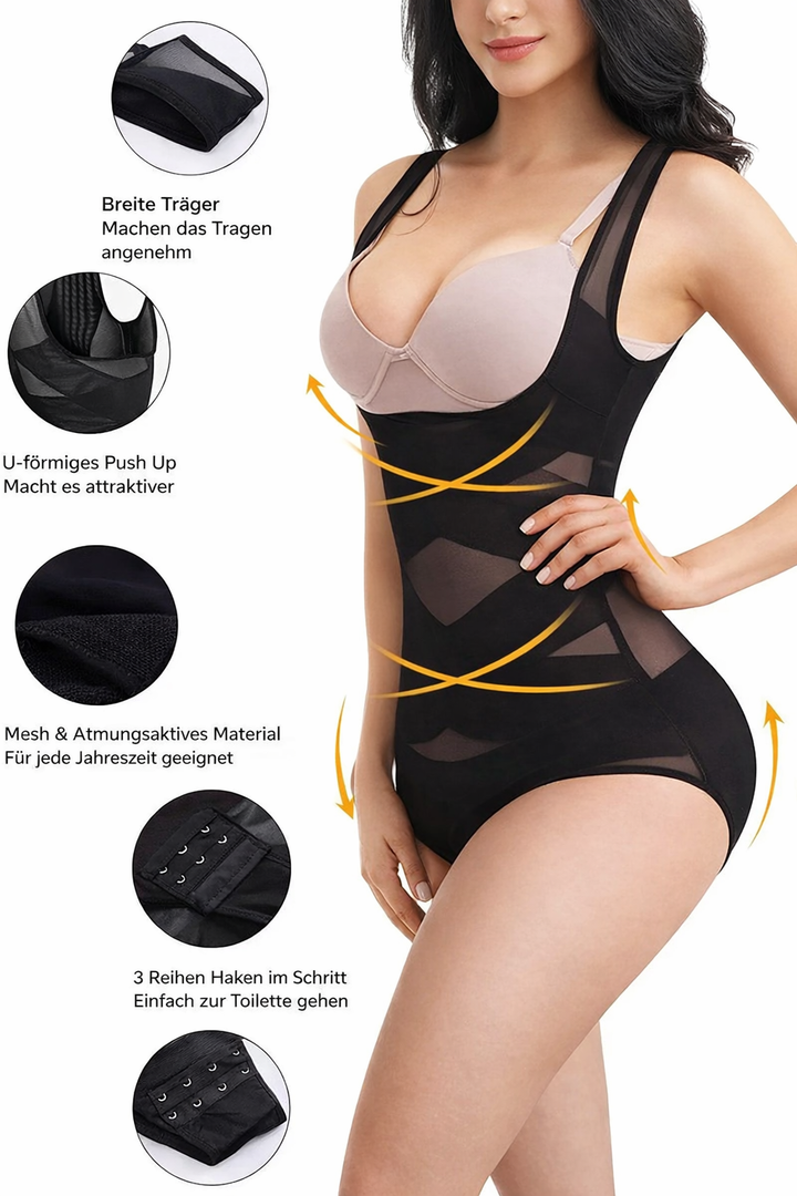 Damen Shapewear Body, nahtlos und bauchweg, mit bequemen Trägern für optimalen Halt und glatte Konturen.