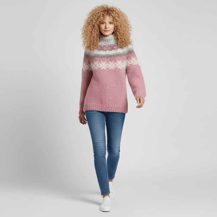 Vielseitiger Damen Strickpullover "Audrey" im nordischen Stil; warm für Herbst & Wintermode.