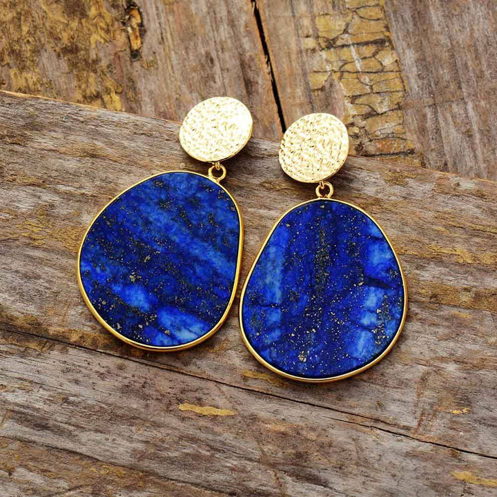 Celestial Lapis Damenohrringe mit Lapislazuli, Tigerauge. Schutz-Heilsteine, handgefertigt.