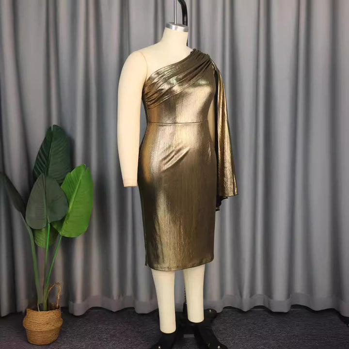 Elegantes One-Shoulder Abendkleid für Damen, glitzerndes Design, ideal für Partys und formelle Anlässe.