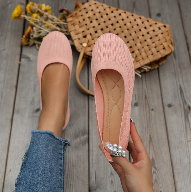 Stilvolle orthopädische Ballerinas für Damen, atmungsaktiv, mit weicher flexibler Sohle.