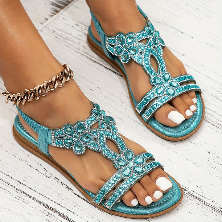 Elegante flache Boho Sandalen für Damen, orthopädisch & bequem, ideal für breite Füße & Alltag.