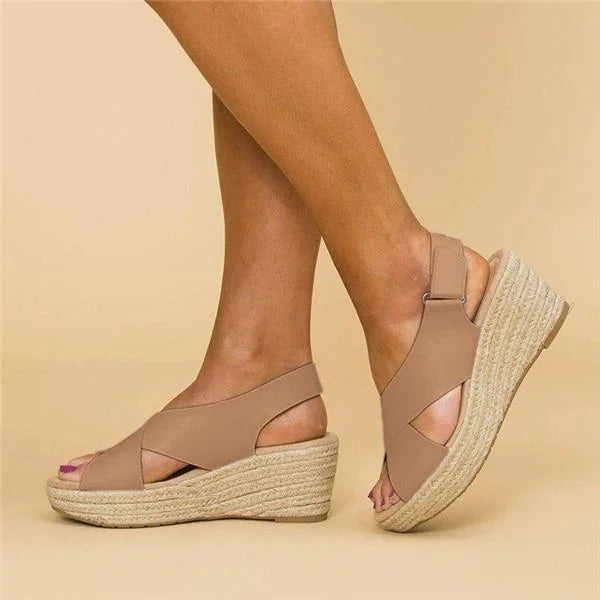 Damen Orthopädische Keilabsatz-Espadrilles in Beige für Komfort & eleganten Sommerstil.