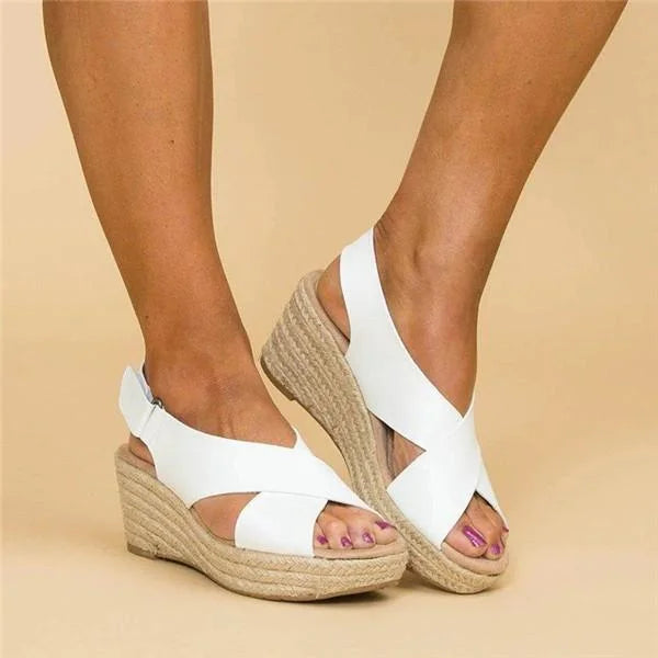 Freizeit-Damenschuhe: Orthopädische Keilabsatz-Espadrilles in Blau für bequemen Alltag.
