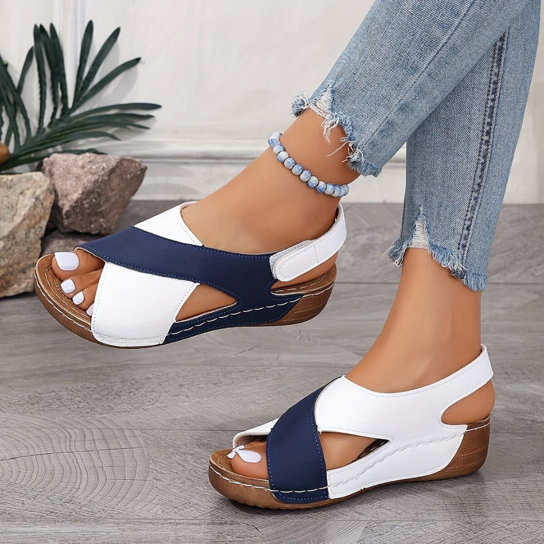 Keilabsatz Sandalen für Damen, mit orthopädischem Fußbett und Haltungskorrektur.