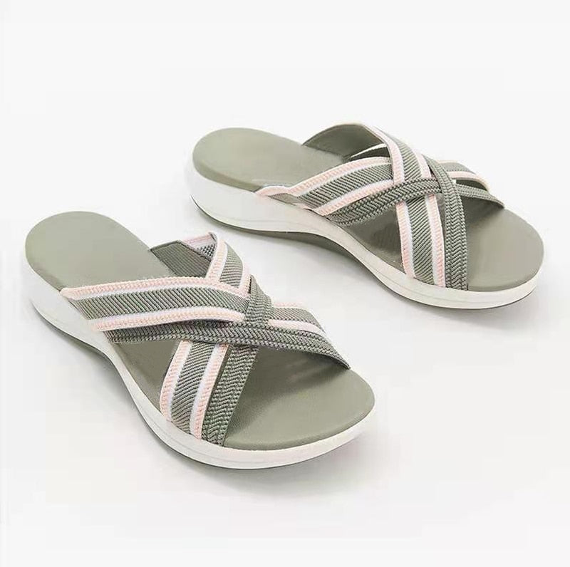 Damen Freizeit-Sandalen mit Memory Foam für Komfort, stützende Haltung und gesunde Füße im Alltag.