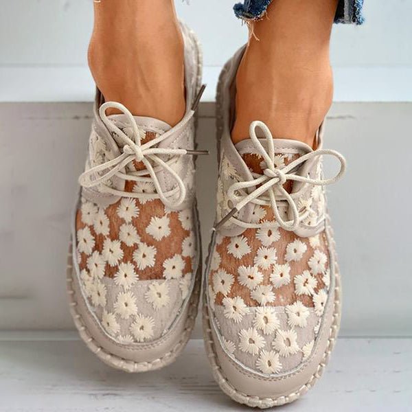 Eleganter Damen Orthopädischer Schuh mit Blumenmuster, verstellbaren Riemen für optimalen Komfort.