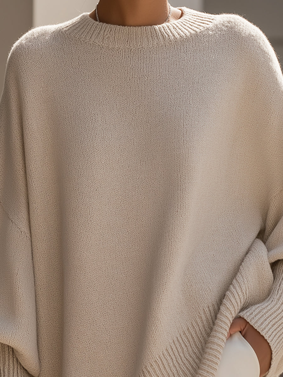 Moderner Damen Strickpullover im Oversized-Stil, langarm, ideal für einen schicken Lagenlook.