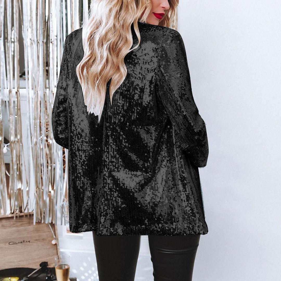 Damen Pailletten-Blazer mit glamourösem Glitzer, perfekt für festliche Anlässe und elegante Abendmode.