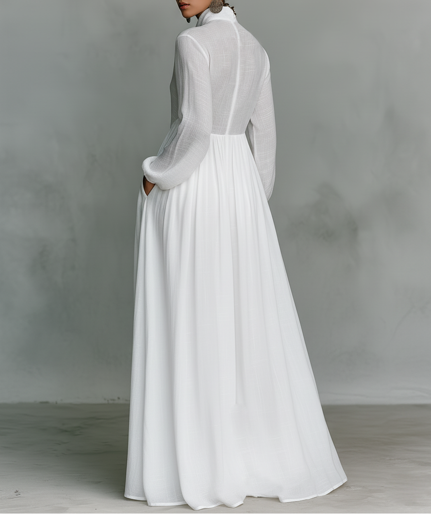 Elegantes Damen Patchwork Maxi-Kleid in verschiedenen Stoffen. Bequemes Sommer- & Frühlingskleid für den Alltag.