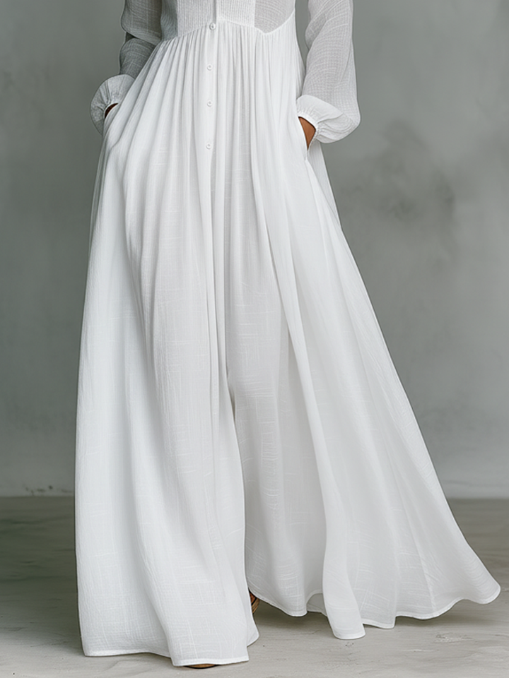 Stylisches Damen Patchwork Maxi-Kleid, ideales Alltagskleid. Fließendes Design mit langen Ärmeln für jeden Anlass.