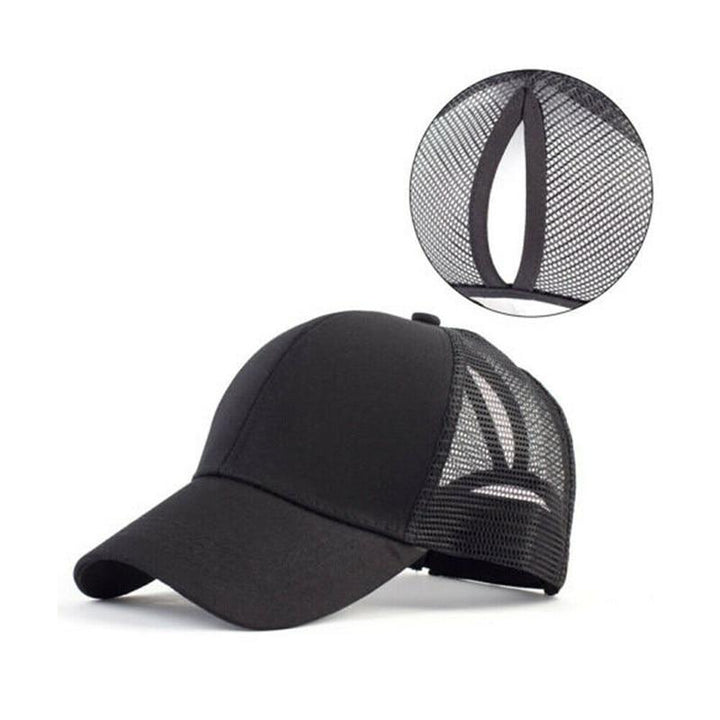 Tarnmuster Baseball Cap mit Pferdeschwanzloch, Damenmodell, schützt vor UV-Strahlen.