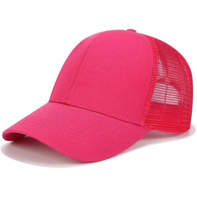 Pinke Outdoor Kappe für Frauen, mit Zopföffnung, kombiniert Funktionalität mit Stil.