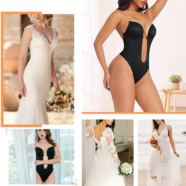 Unsichtbarer rückenfreier Bodysuit BH für Damen, trägerlos & formend, perfekt für glatte Rückenpartie.