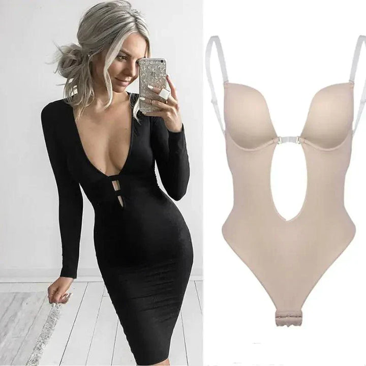 Detailaufnahme der Push-up-Cups des rückenfreien Damen Body Shaper BHs für ein schönes Dekolleté.