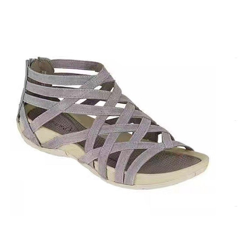 Komfortable schwarze Damen Römersandalen. Flache Sommerschuhe für Damen, perfekt für Urlaub & Freizeit.