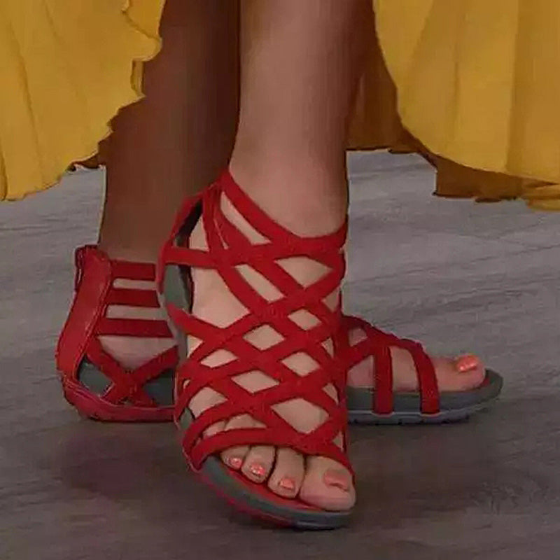 Graue Damen Römersandalen für mühelosen Stil. Vielseitige flache Sommerschuhe für Urlaub & Stadtbummel.