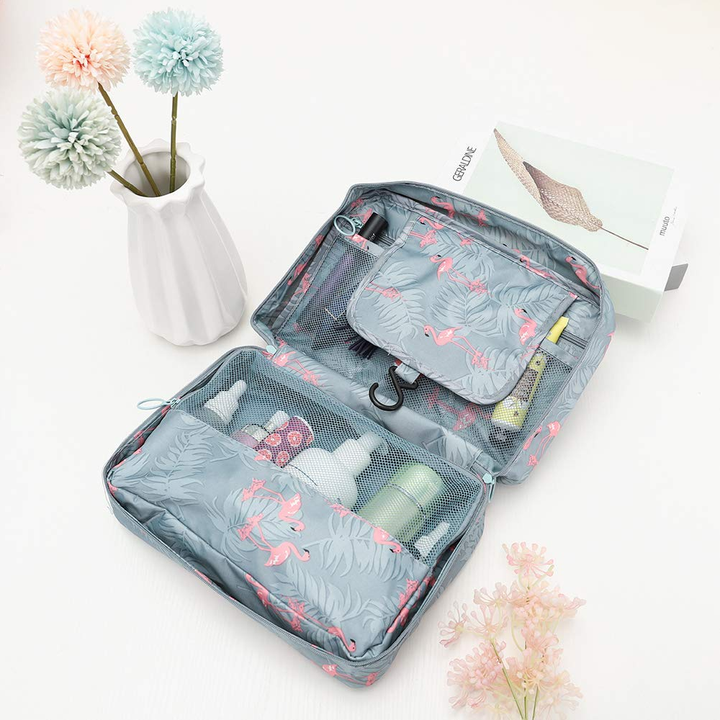 Praktischer Kulturbeutel mit Haken, Reise Organizer für Damen, Polyester, wasserdicht.
