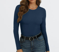 Damen Basic Langarmshirt, Rippstrick-Optik. Ideal als Unterzieher oder solo im Herbst.